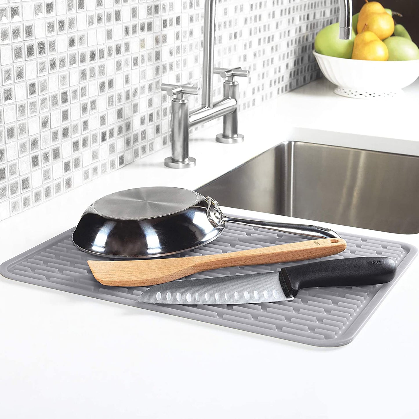 Dish Drying Mat for Kitchen Large - Grey