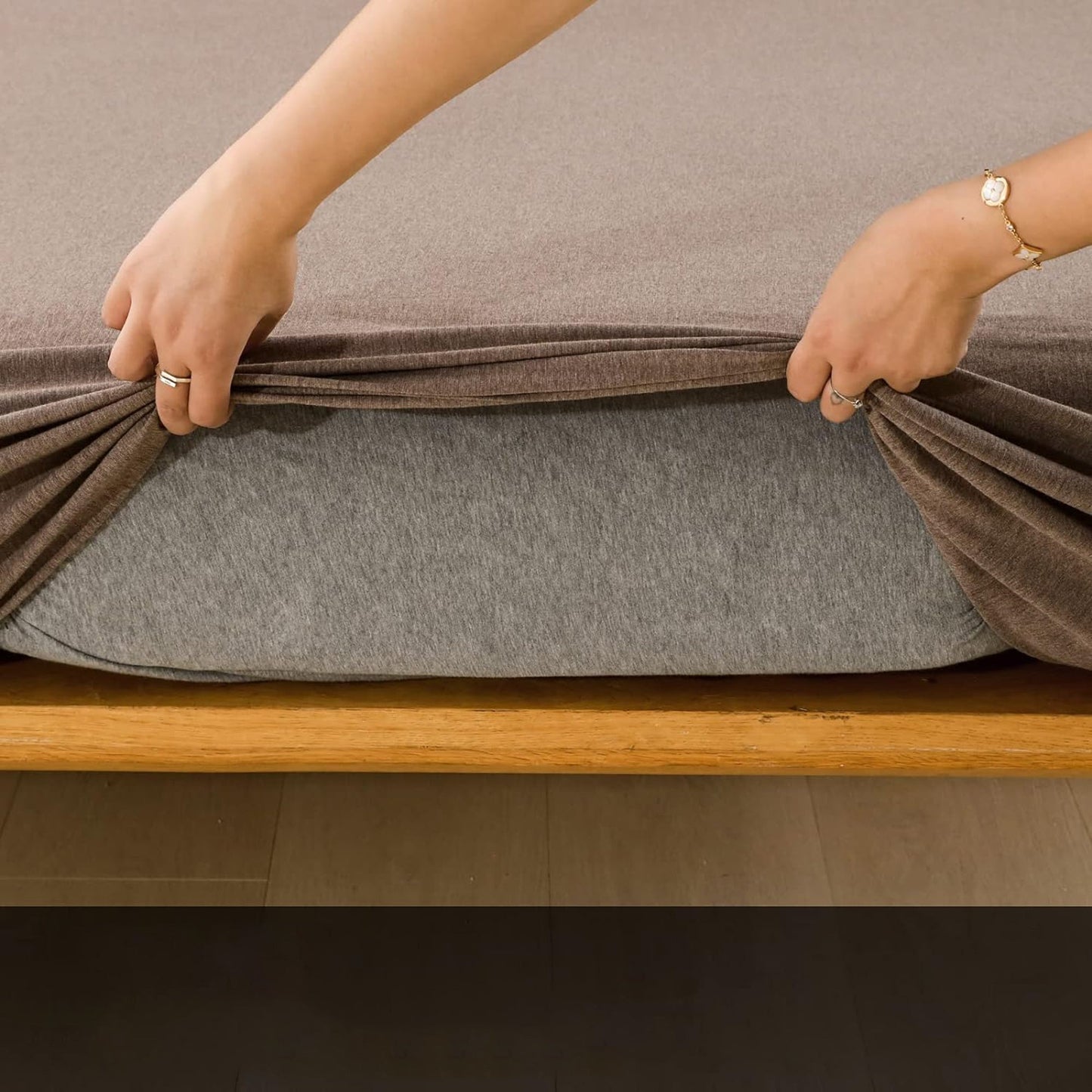 Breathable Skin-Friendly Ultra Soft Cotton Jersey Bed Sheet Set - Coffee Marle