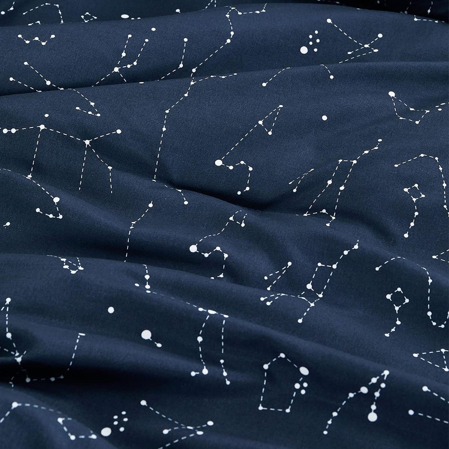 Soft Microfibre White Space Stars Pattern Quilt Cover Set - Navy Blue