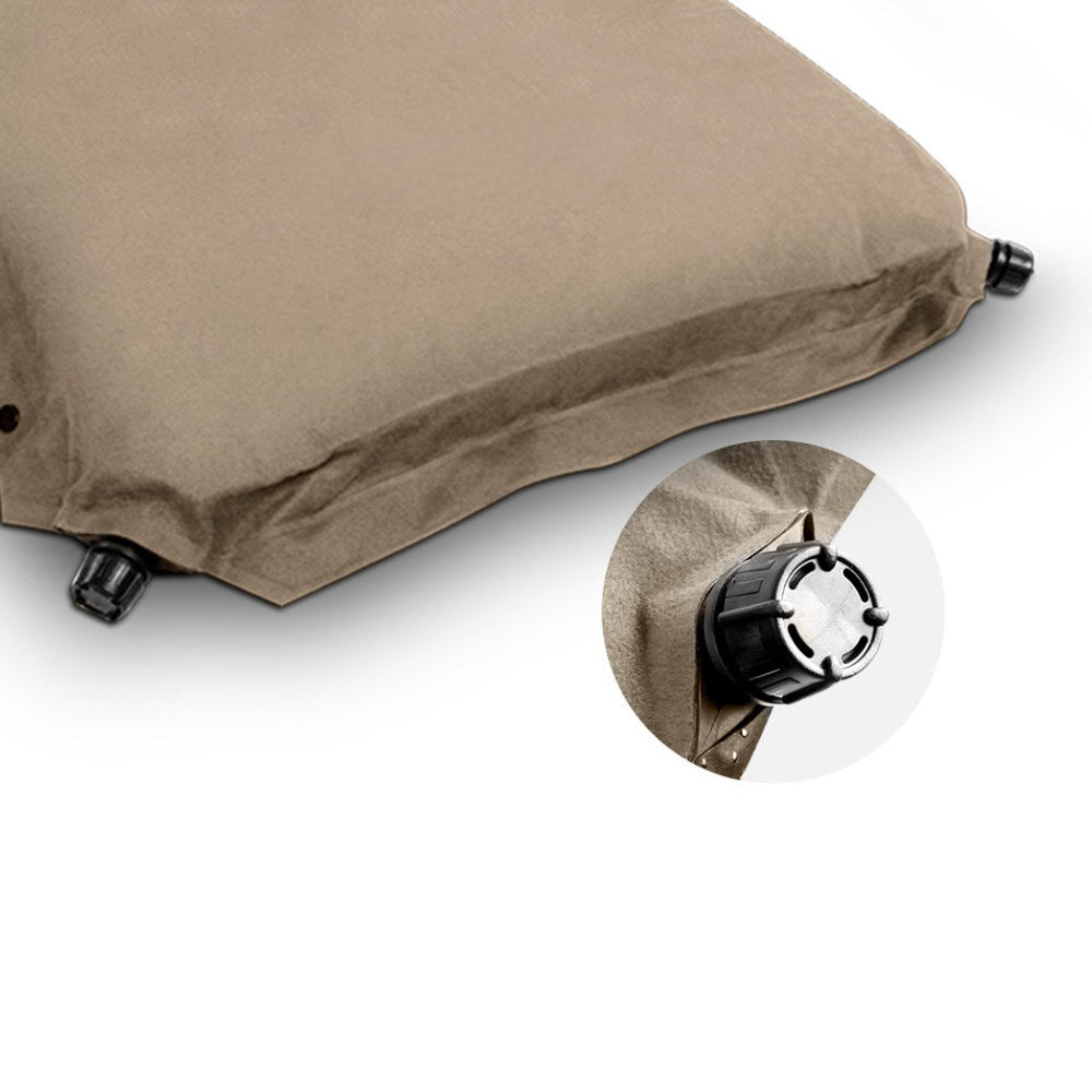 Camping Self Inflating Sleeping Mat Air Bed Double - Coffee