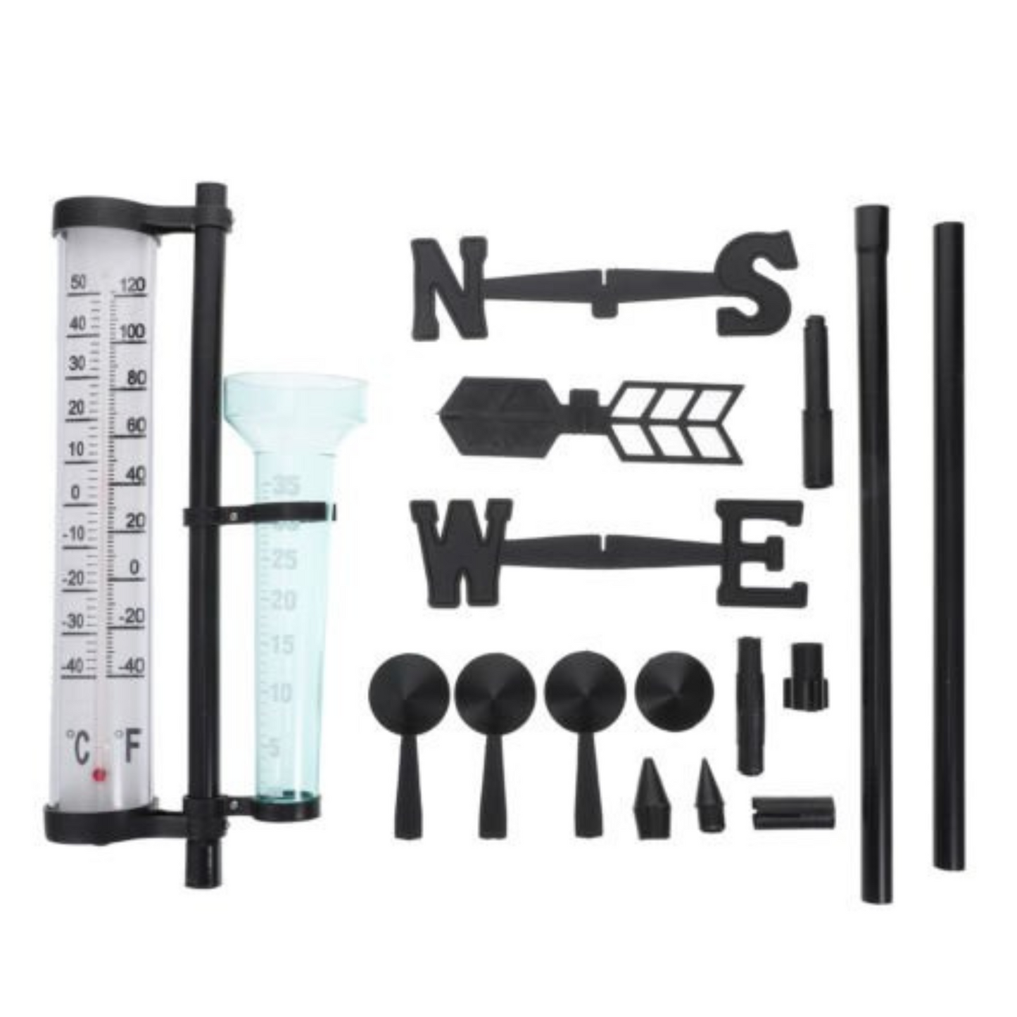 Outdoor Garden Weather Station Meteorological Measurer with Wind Vane and Rain Gauge