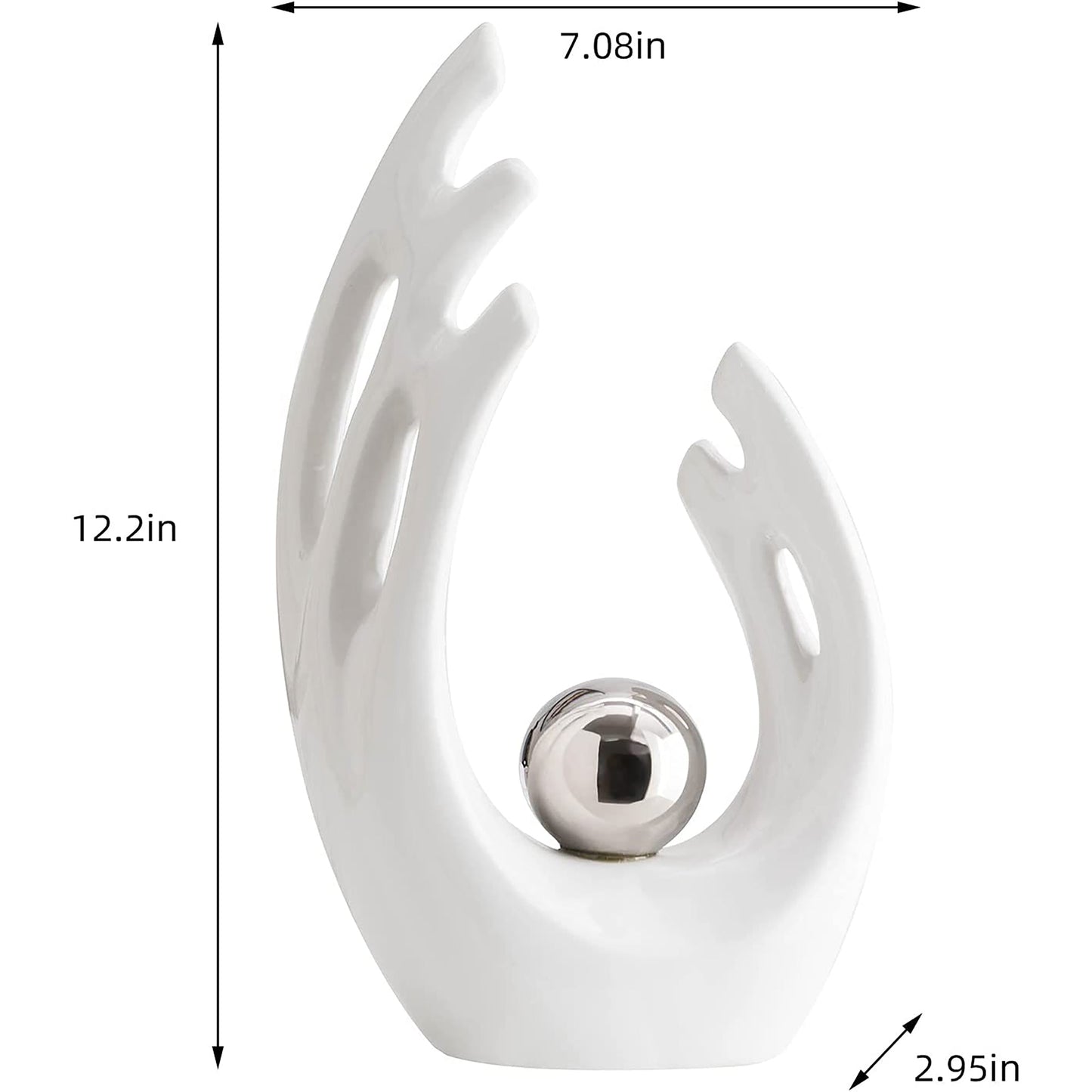 Modern Art Ceramic Statue Decorative Table Accent Centerpiece - White