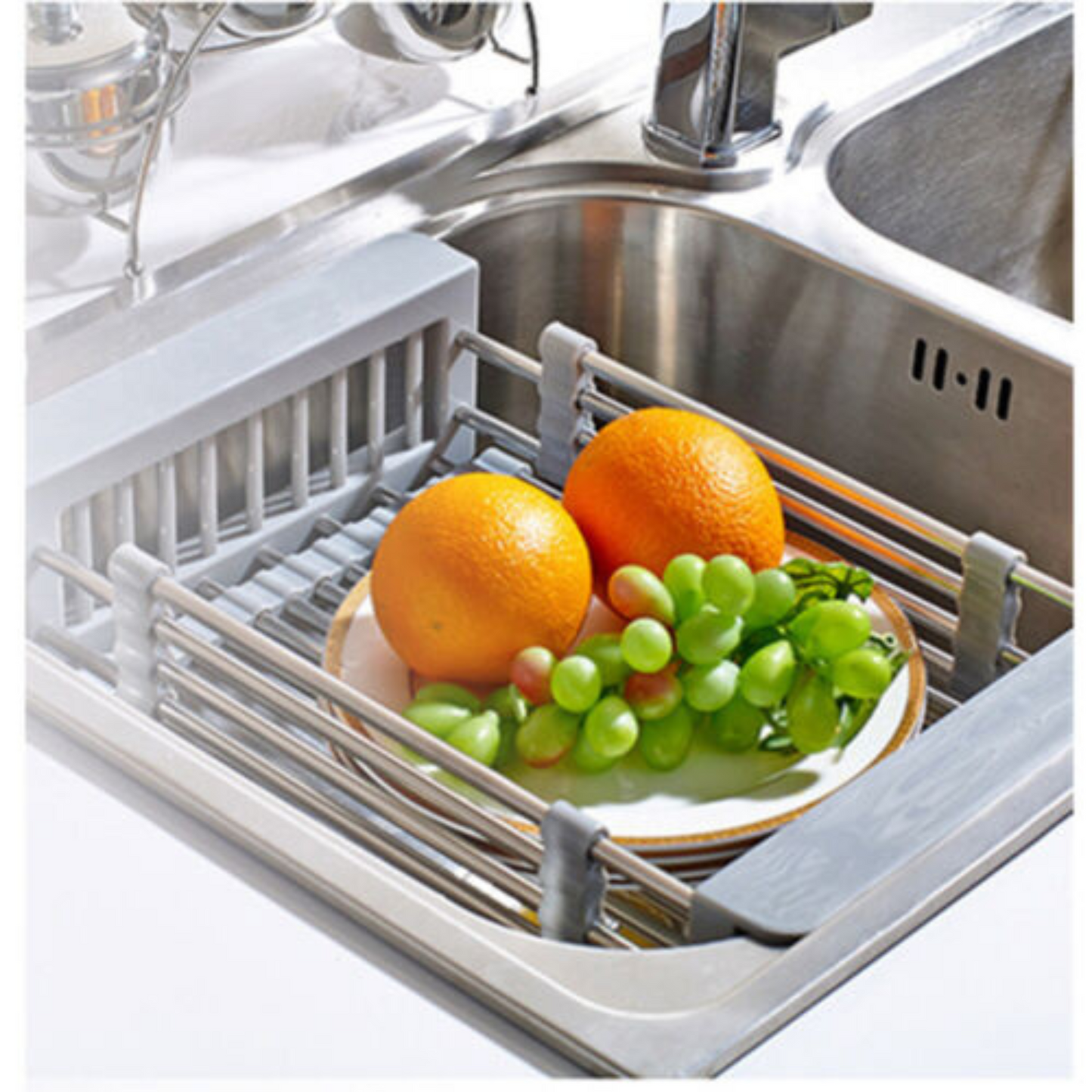 Stainless Steel Sink Storage Rack Kitchen Drain Basket Holder Strainer Organizer
