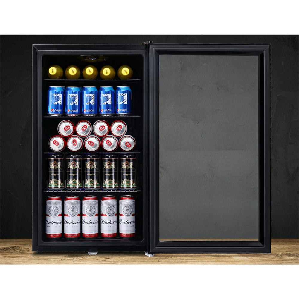98L Bar Fridge Glass Door Mini Freezer Fridges Countertop Beverage Commercial