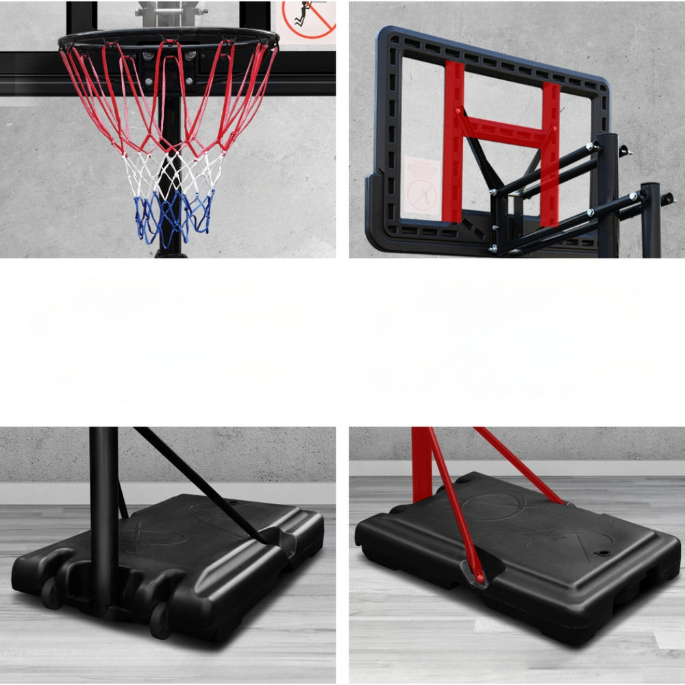 Basketball Hoop Stand System Ring Portable Net Adjustable 3.05M - Black