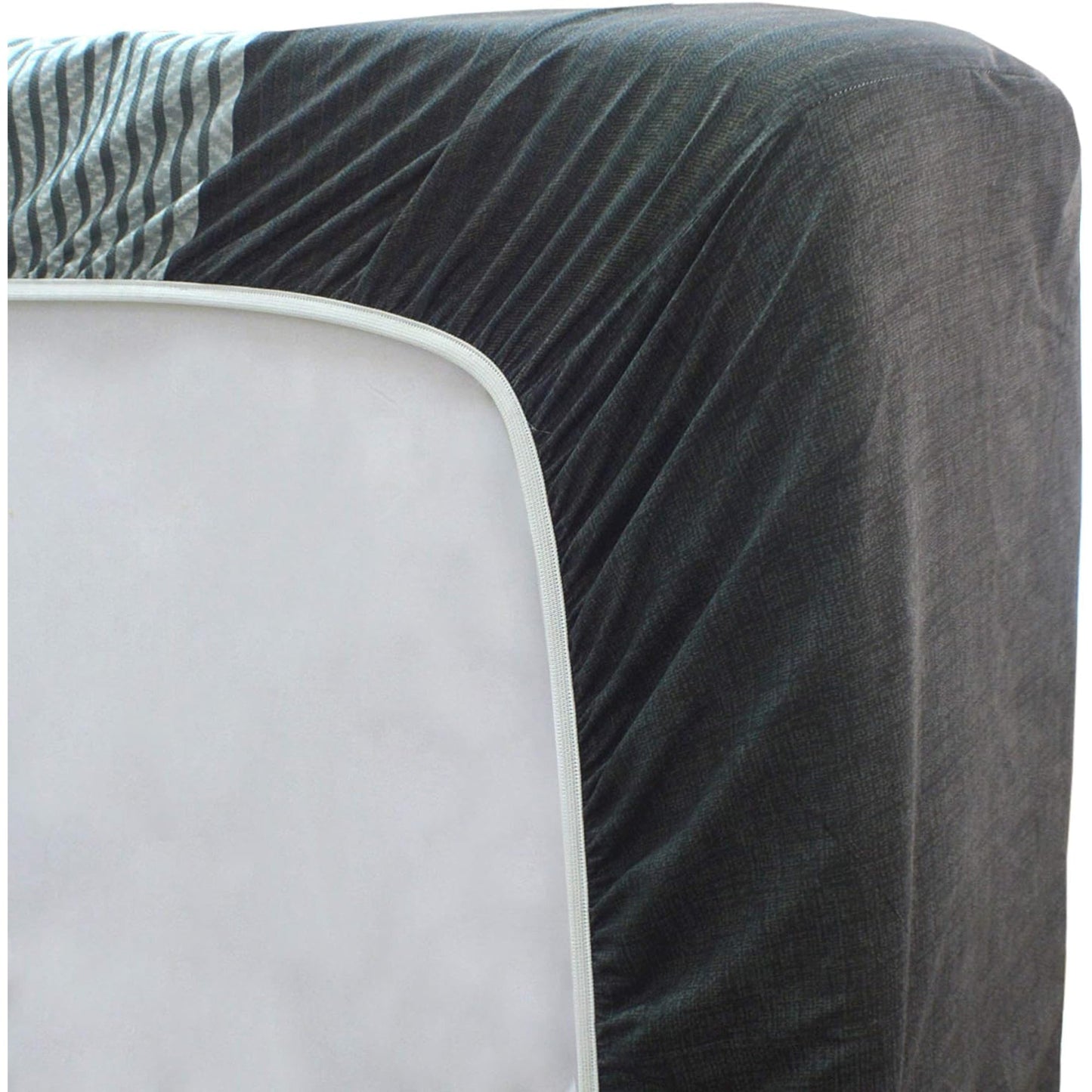 Soft and Lightweight Microfibre Deep Bed Sheet Set - Grey Black