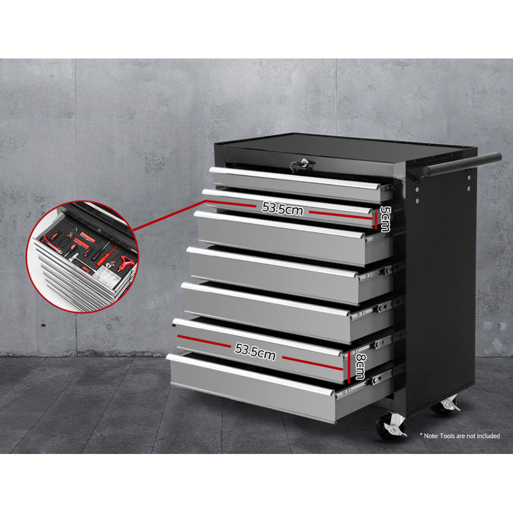 Garage Mechanic Trolley Chest Cabinet Toolbox 17 Drawers - Black and Grey
