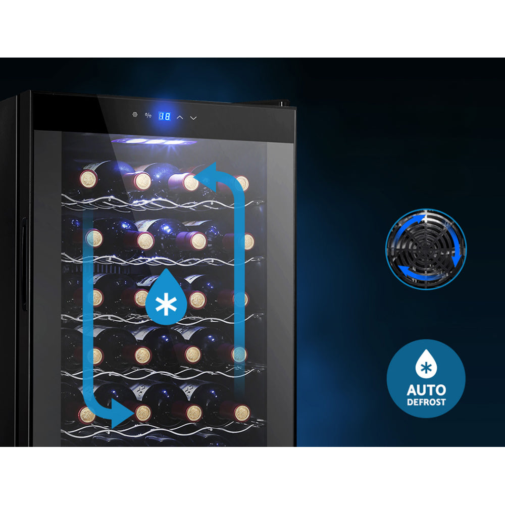 Wine Cooler 28 Bottles Glass Door Beverage Cooler Thermoelectric Fridge Black