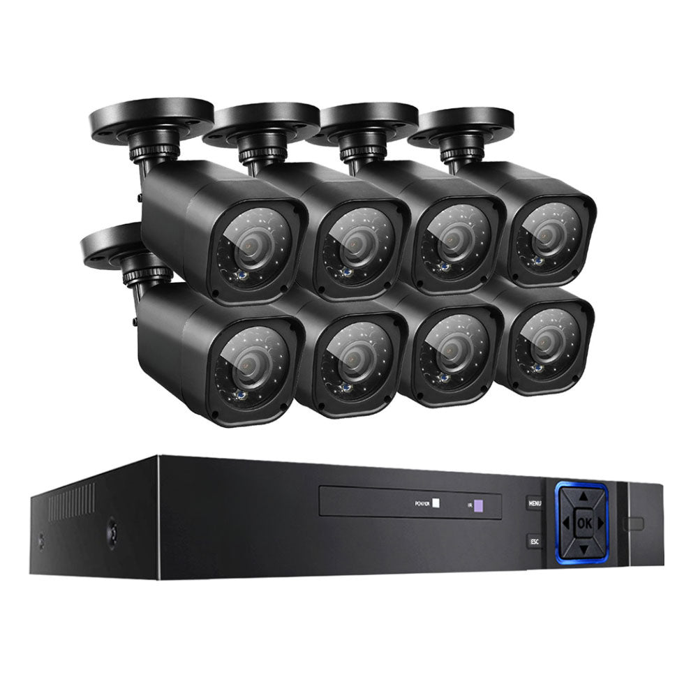 8CH 5 IN 1 DVR CCTV Security System Video Recorder /w 8 Cameras 1080P HDMI Black