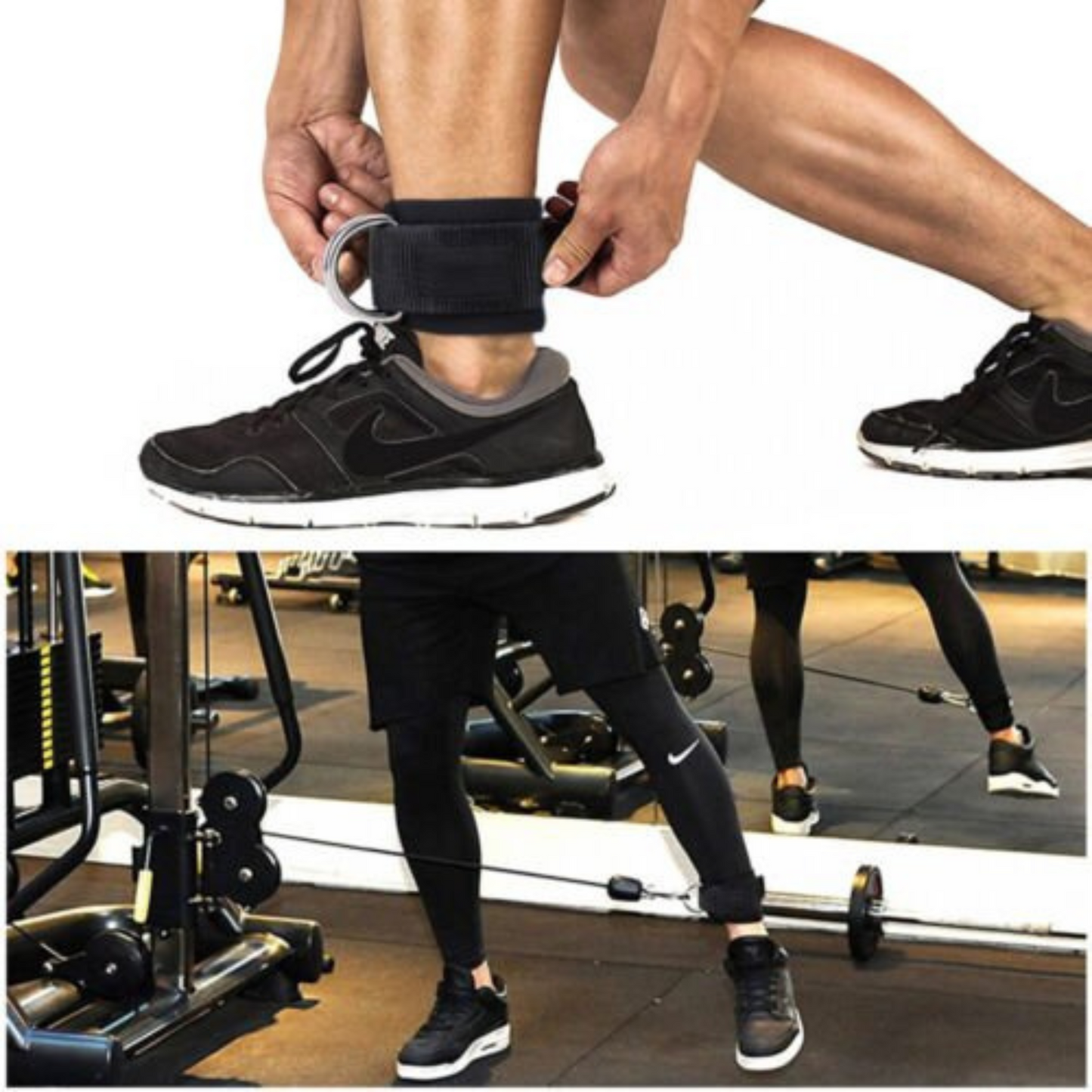 2pcs Weight Lifting Ankle D-Ring Straps 2pcs Pulley Cable Attachment for Gym Leg Workouts