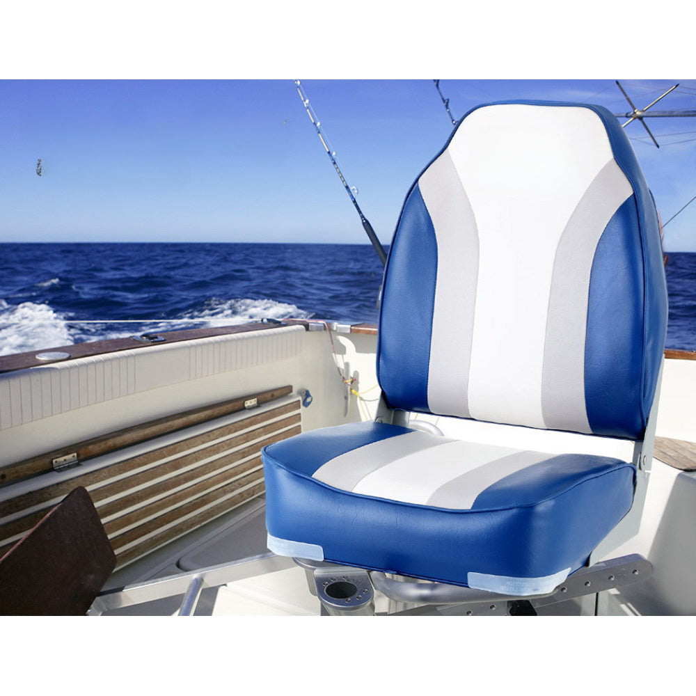 2X Folding Boat Seats Seat Marine Seating Set All Weather Swivels