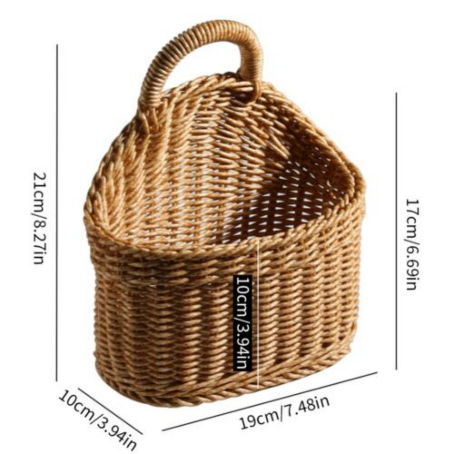 Handmade Wicker Rattan Basket Wall Hanging Planter for Home Decor