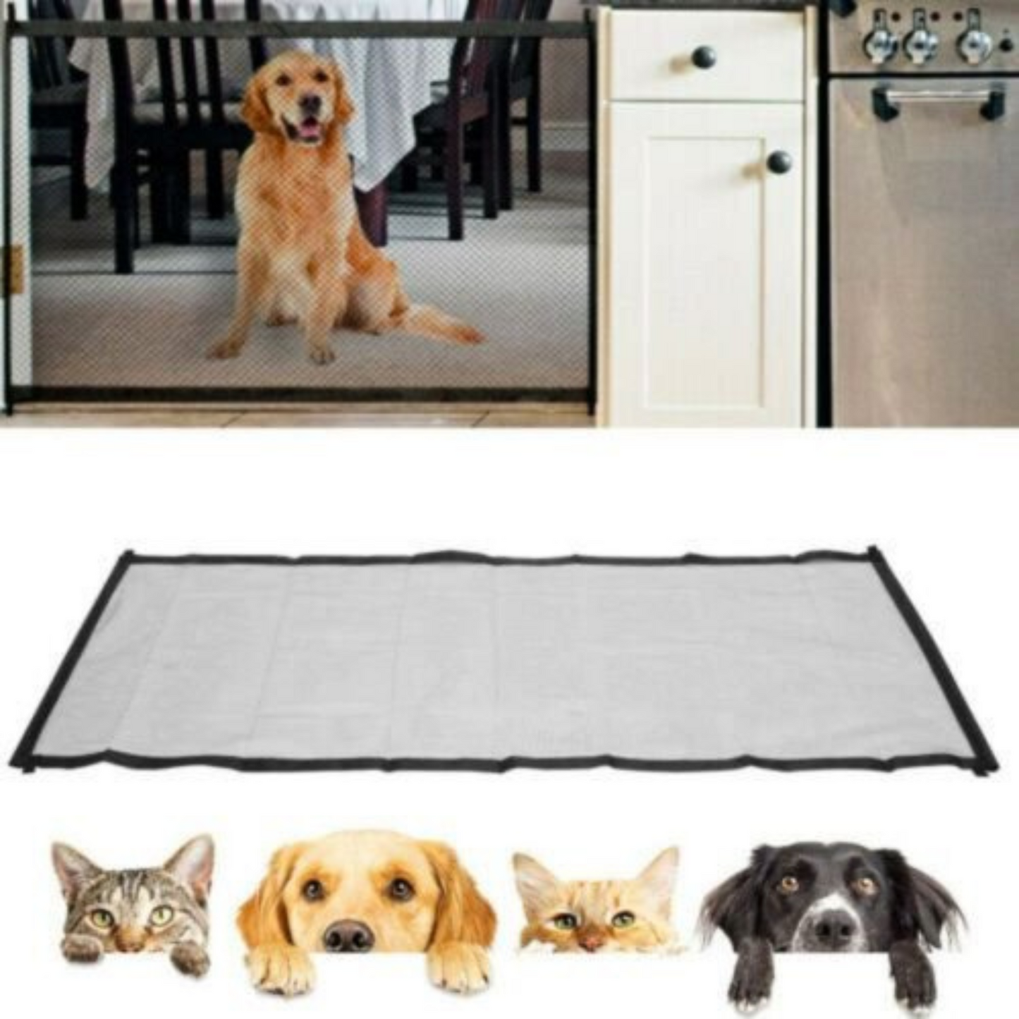 Portable Mesh Pet Gate for Dogs and Cats Baby Safety Fence