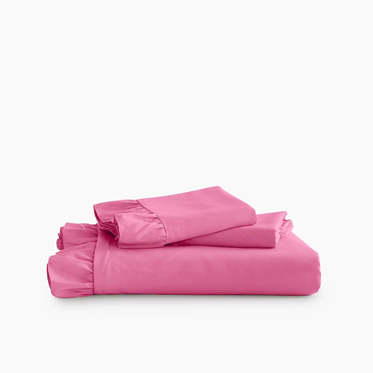 1000TC Ultra Soft Microfiber Duvet Doona Cover Quilt Cover Set - Ruffle Bright Pink