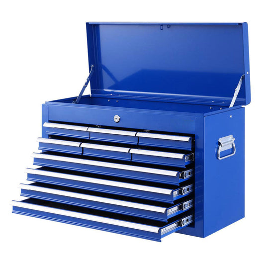 Tool Box Chest Trolley Cabinet Garage Storage Blue - 10 Drawers