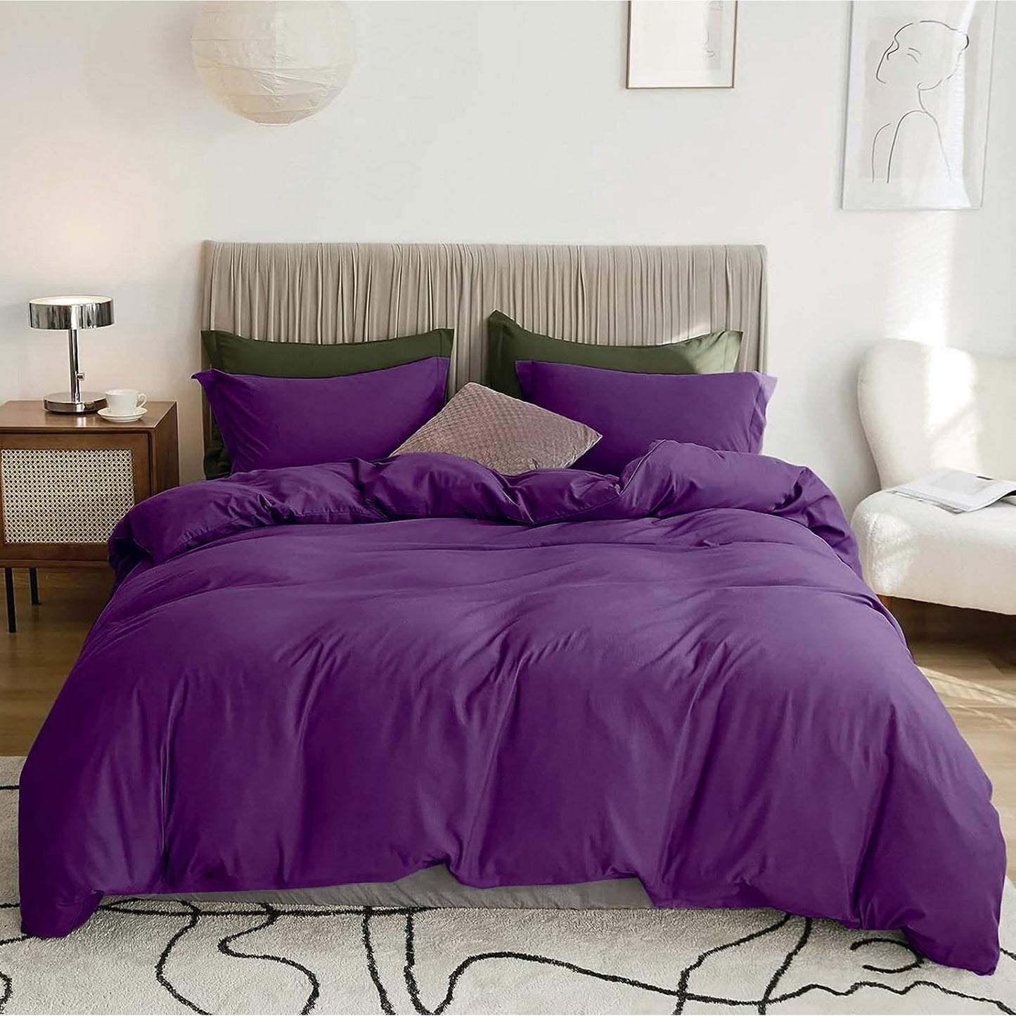 2000TC Ultra Soft Microfiber Zipper Closure Quilt Cover Set - Purple