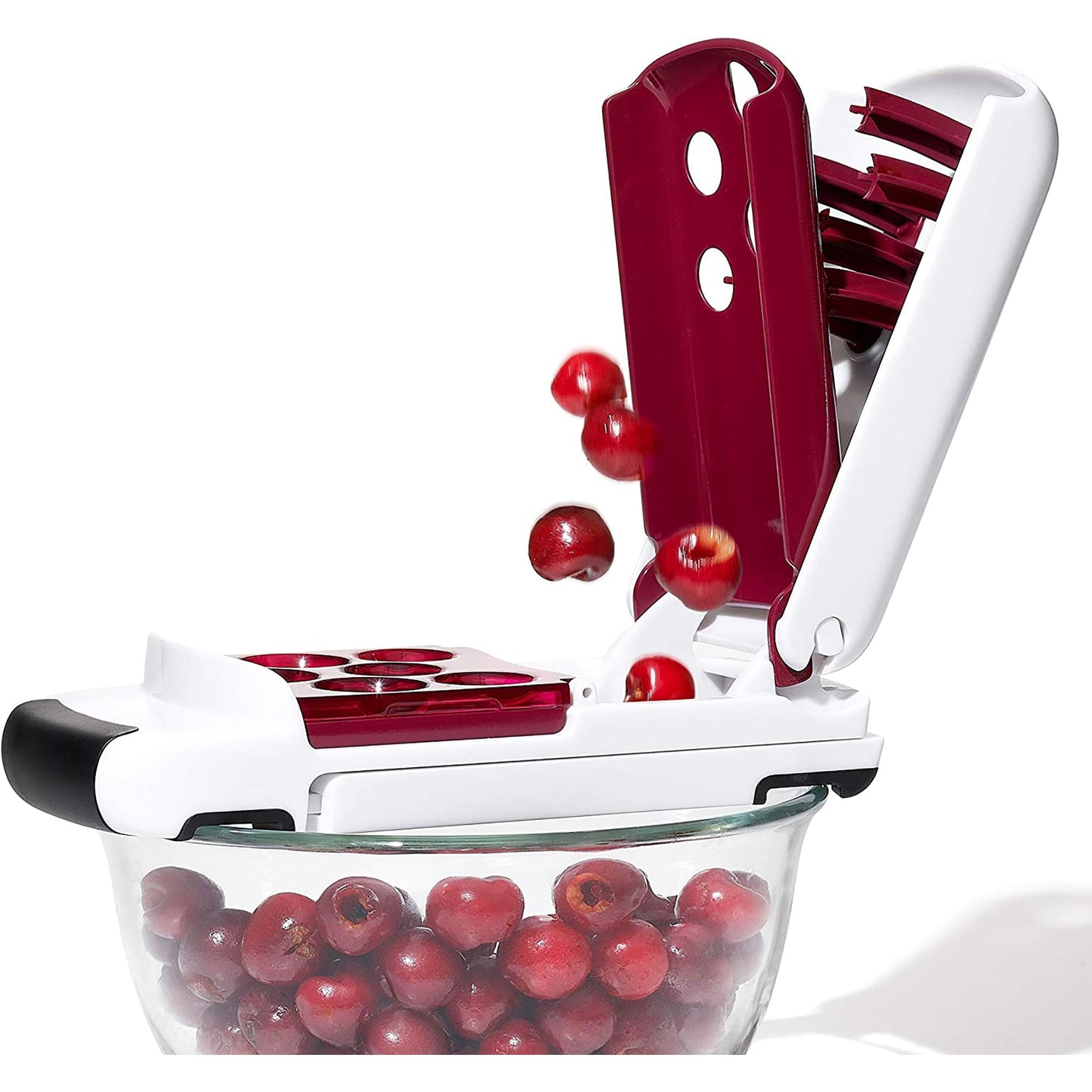 Quick-Release Multi-Cherry Pitter - White and Red