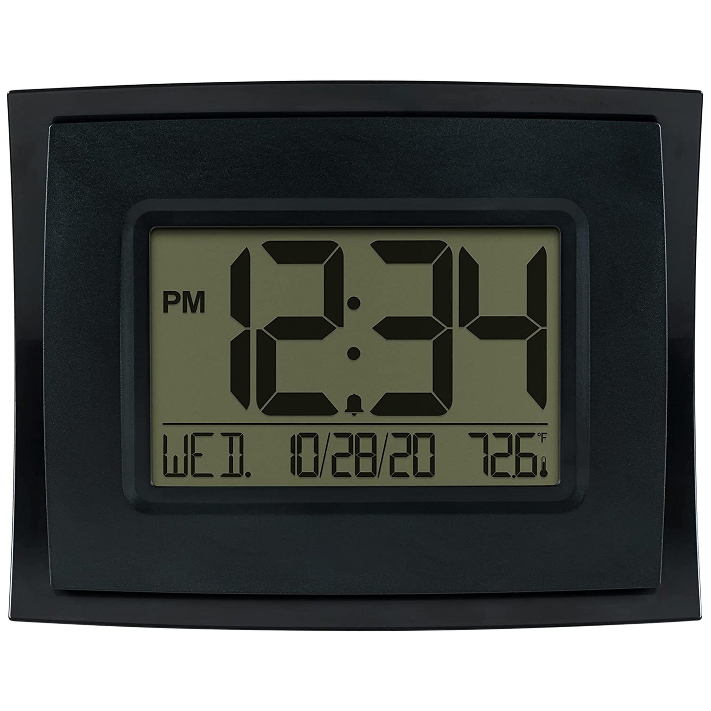 LCD Large Display Digital Wall Clock with Temperature and Calendar - Black