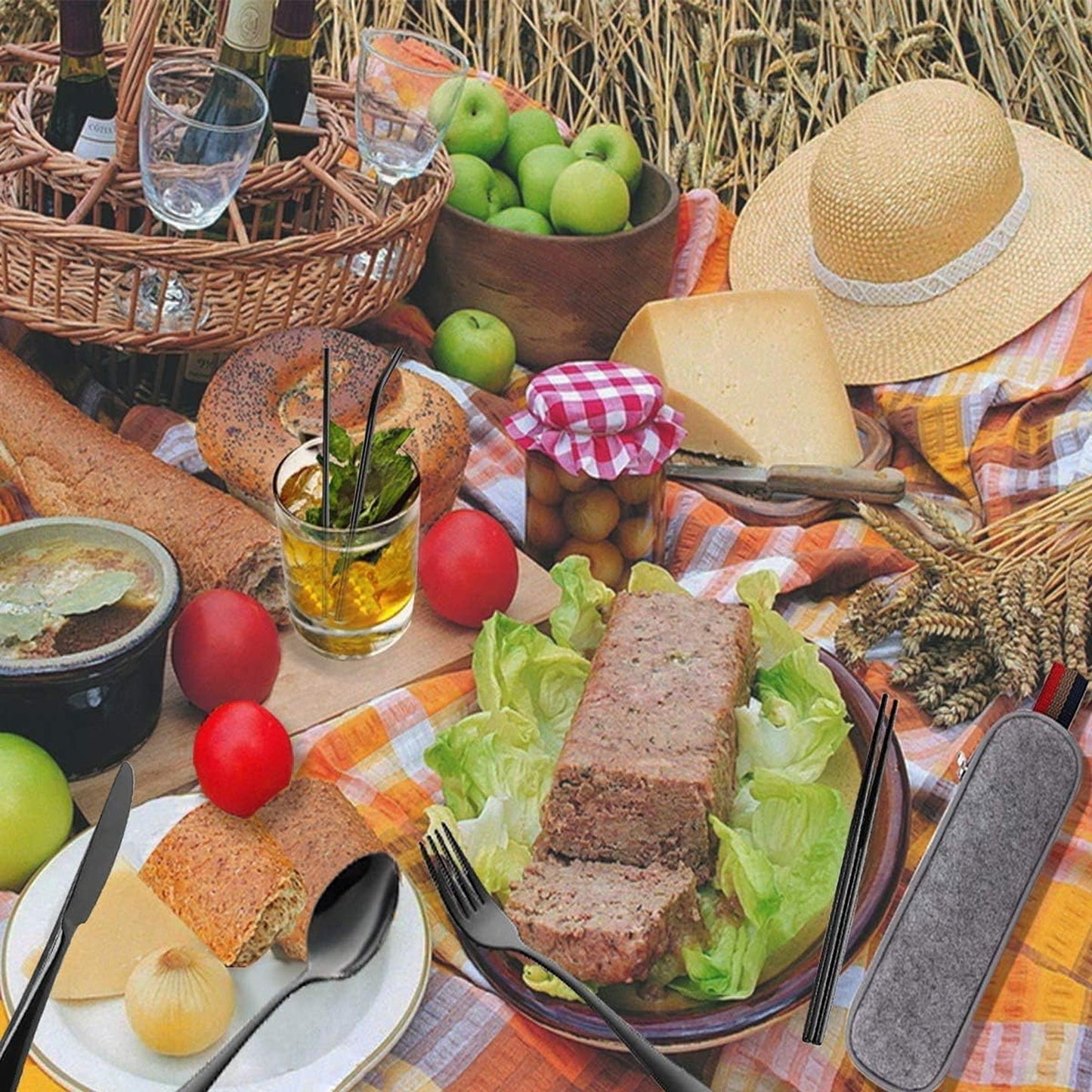 8-Piece Portable Stainless Steel Travel and Camping Cutlery Set