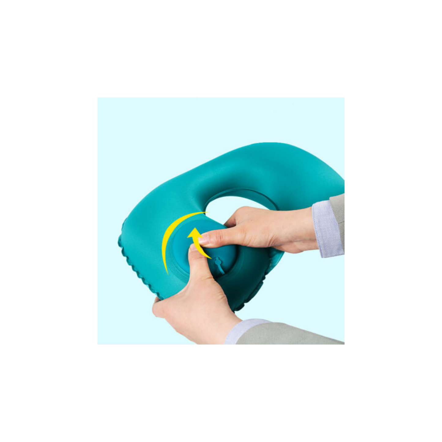 U Shaped Inflatable Neck Travel Pillow Press Type Car Flight Head Rest
