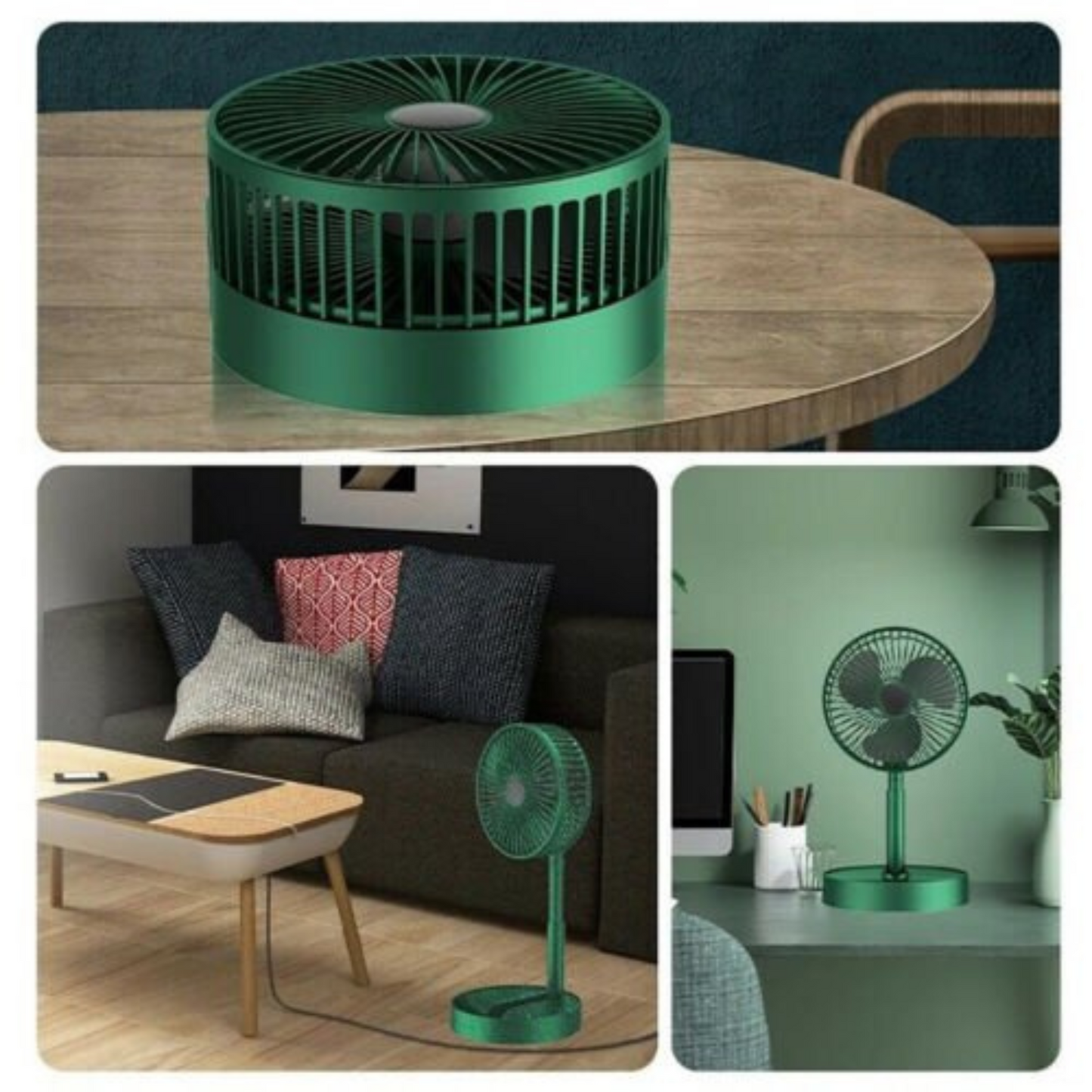 USB Foldable Telescopic Portable Floor Fan 3 Speeds Rechargeable Table Desk Fan