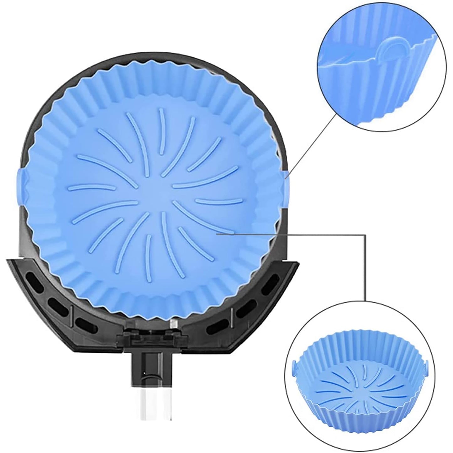 Air Fryer Reusable Non Stick Heat Resistant Silicone Pots 2 Pcs Style B - Blue