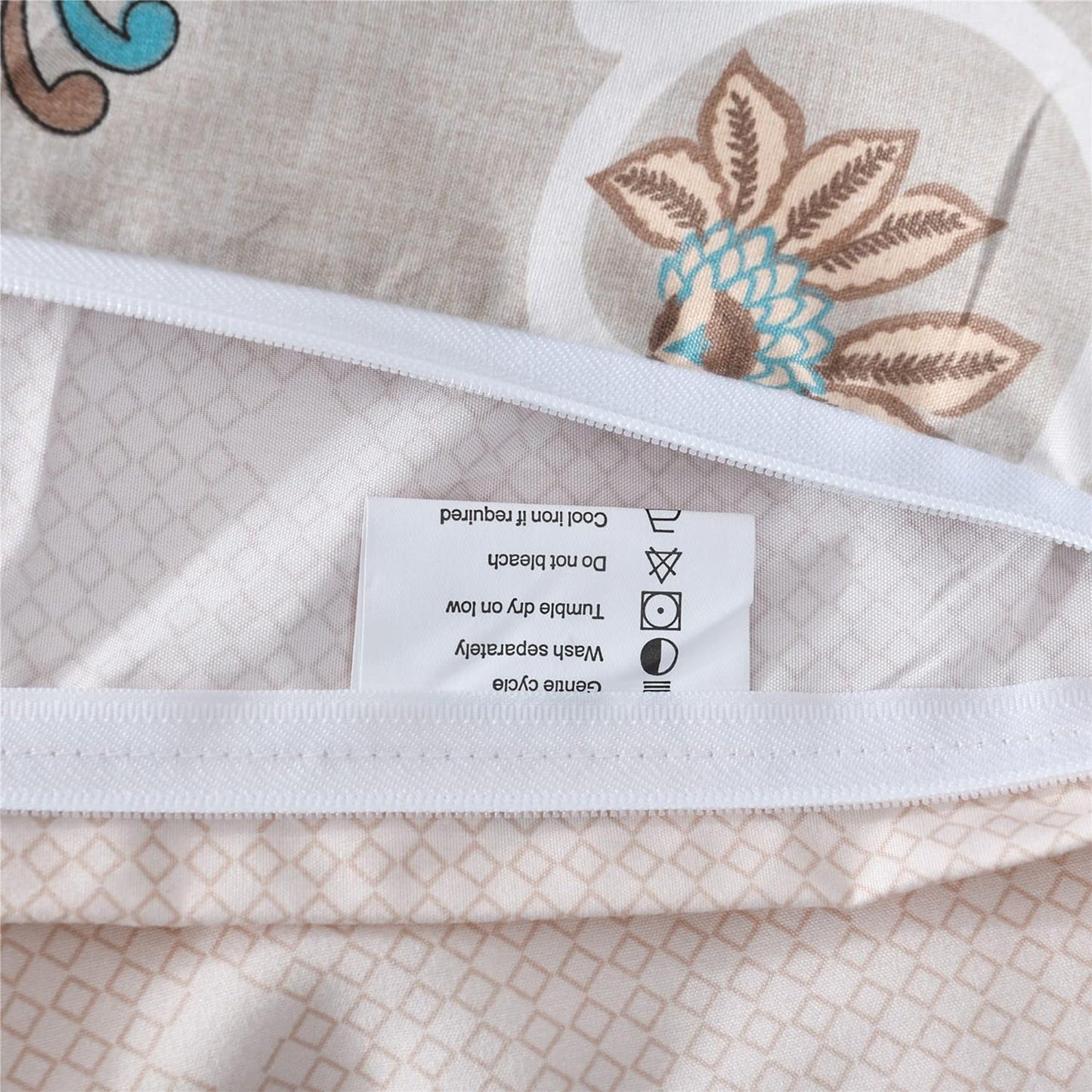 Soft Microfibre Bedding Quilt Cover Set - Floral Beige