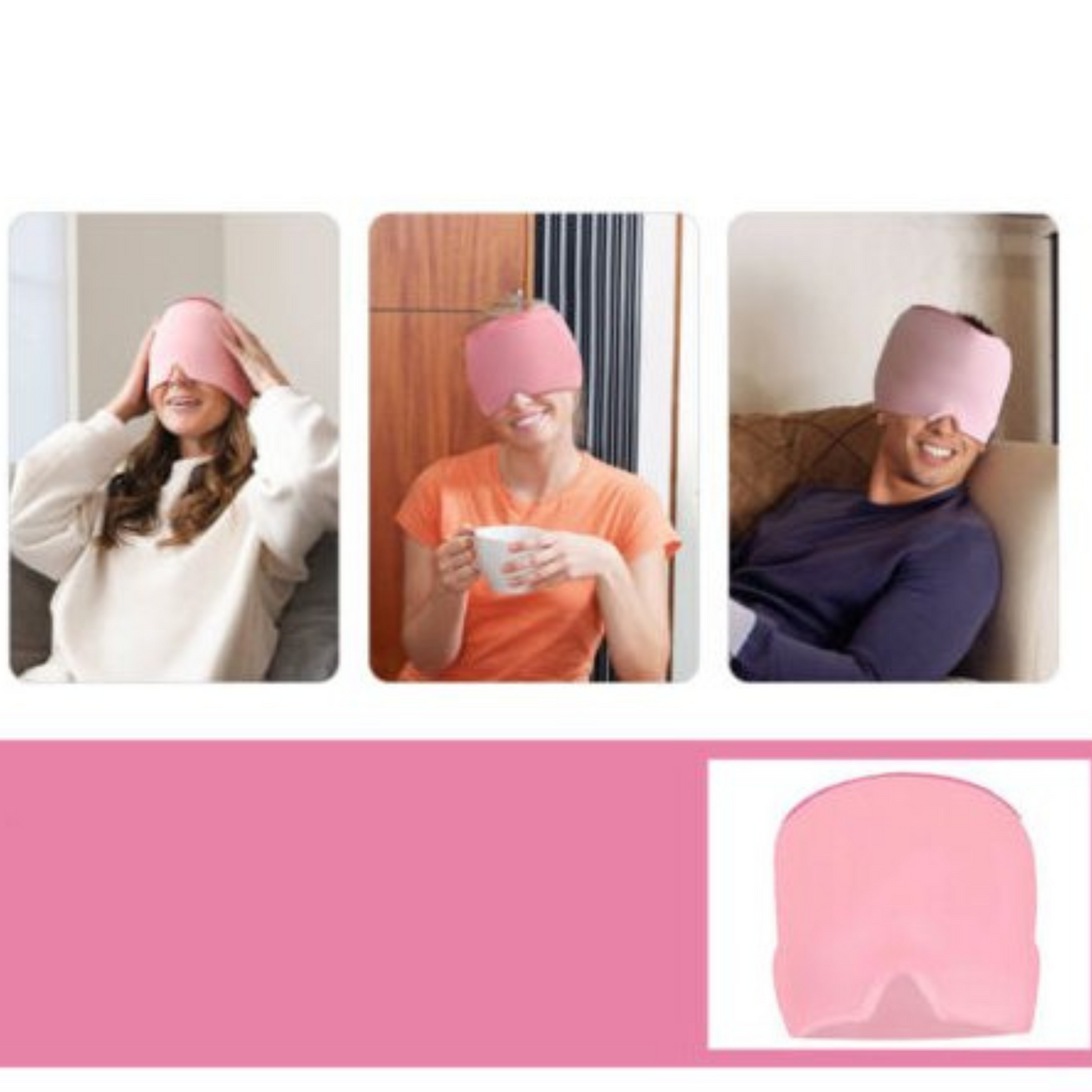 Cold Therapy Migraine Relief Ice Head Wrap Reusable Headache Hat Eye Mask