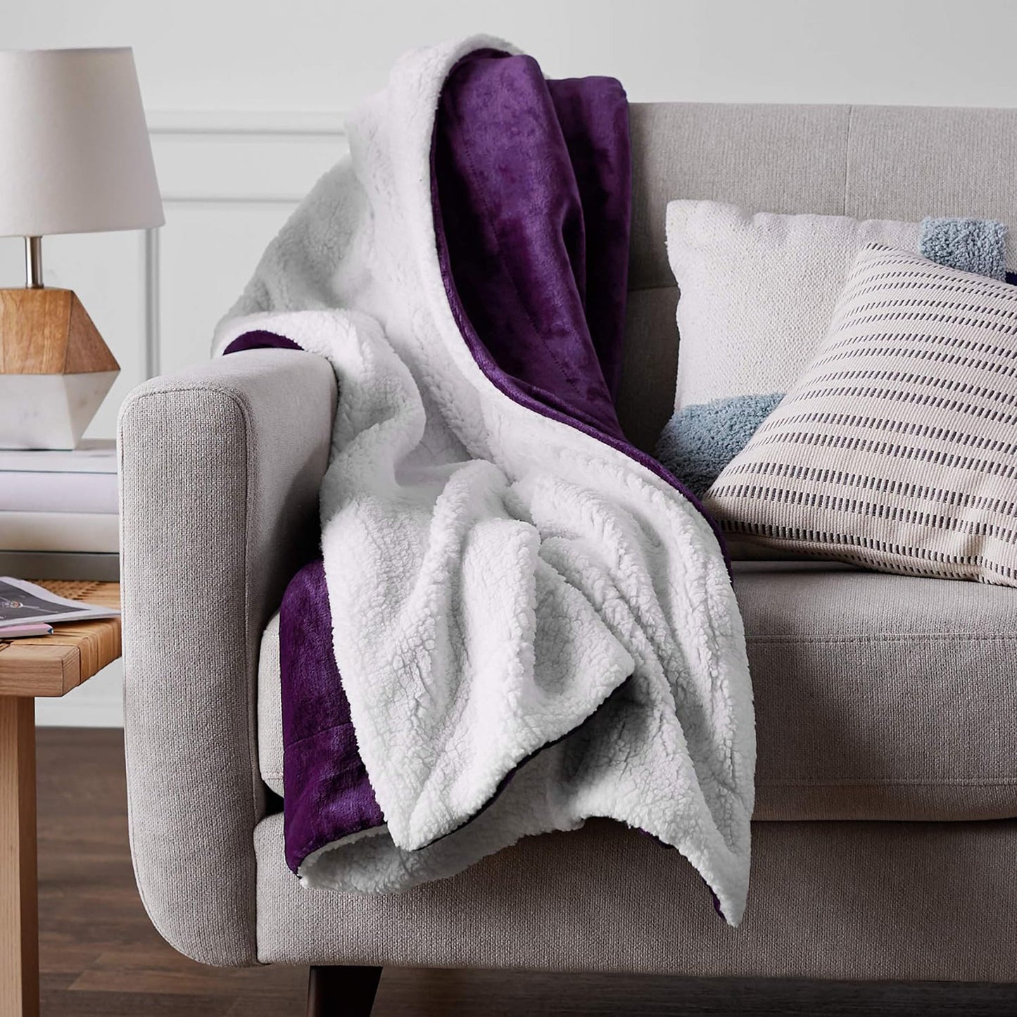 Ultra-Soft Micromink Sherpa Blanket - Plum