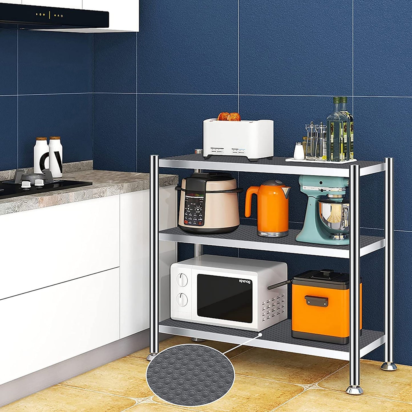 Non Adhesive EVA Material Shelf Liner Kitchen Drawer Mats 30x150cm - Grey