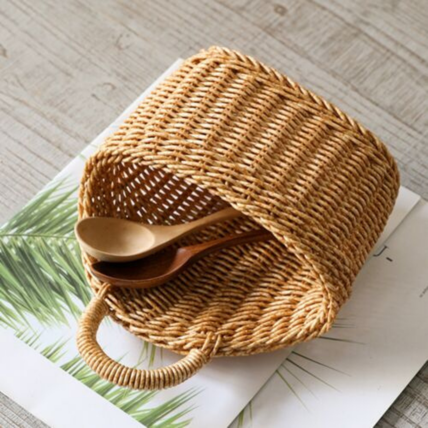 Handmade Wicker Rattan Basket Wall Hanging Planter for Home Decor