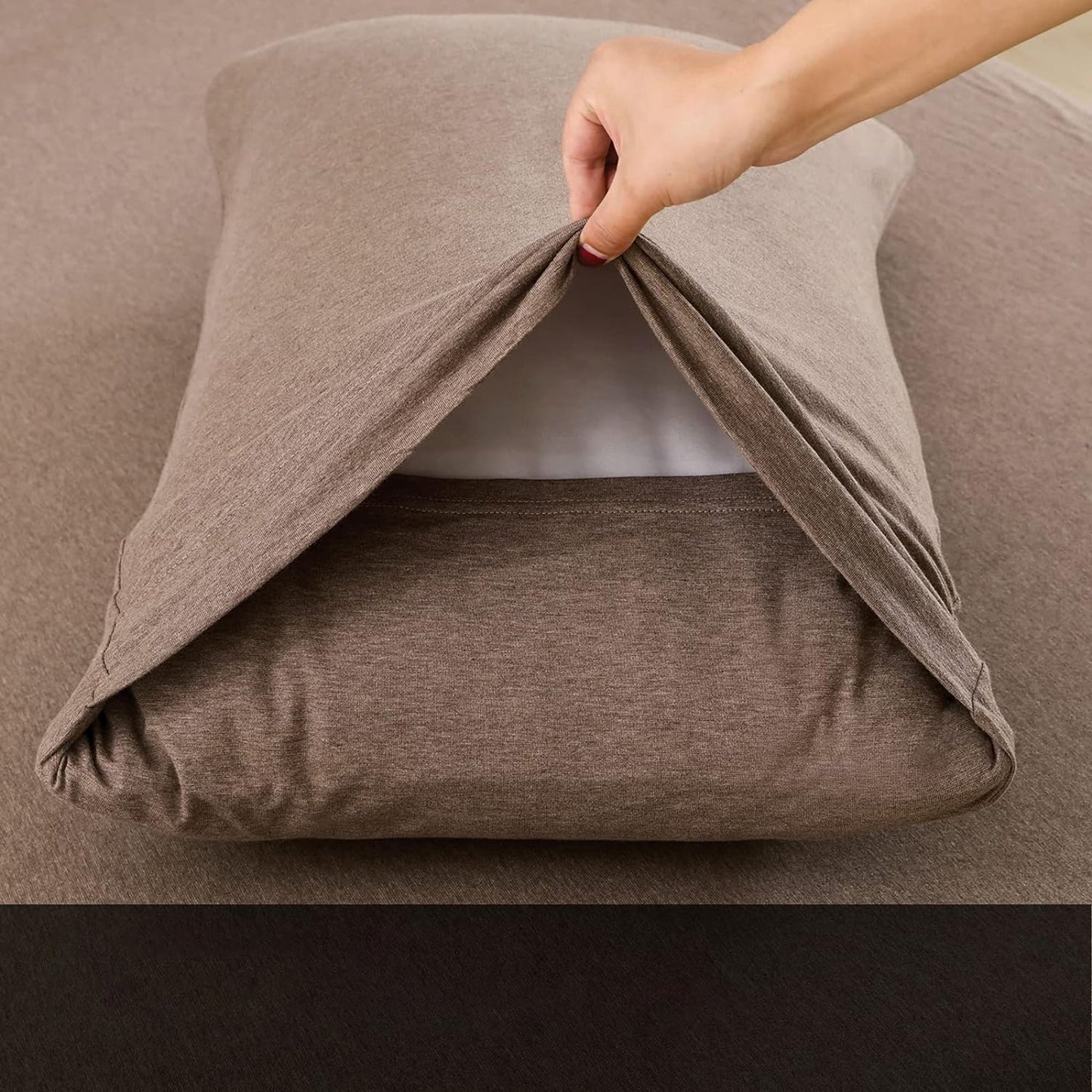 Breathable Skin-Friendly Ultra Soft Cotton Jersey Bed Sheet Set - Coffee Marle