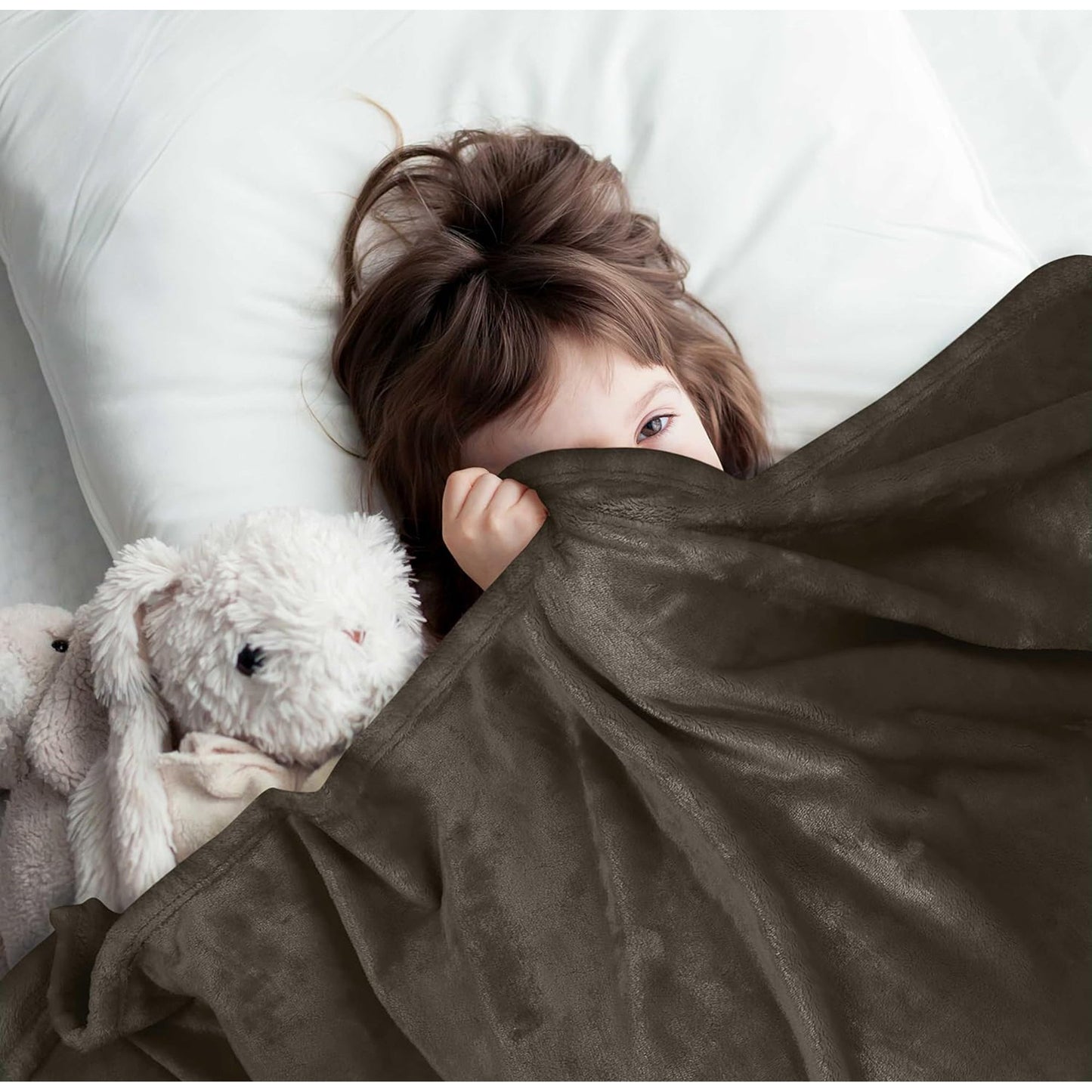 300GSM Microfibre Luxury Anti-Static Fuzzy Soft Fleece Blanket - Brown