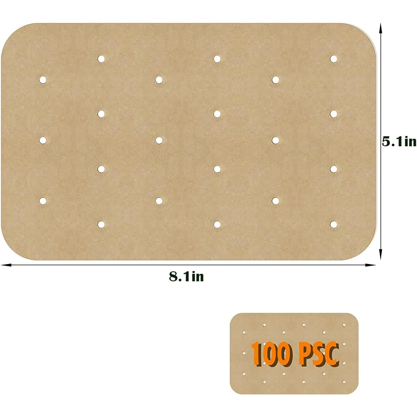 Disposable Air Fryer Liners for Dual Air Fryer 8.1 Inch 100 Pcs - Brown