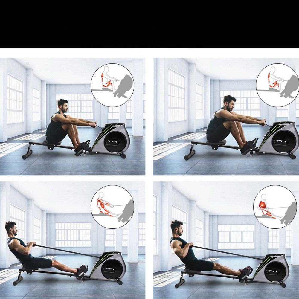 Rowing Exercise Machine Rower Resistance Home Gym - Grey