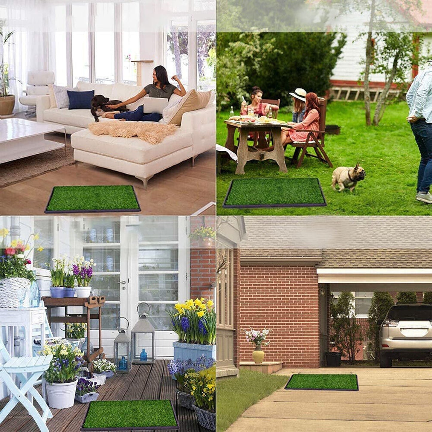 Indoor Dog Potty Training Toilet with Large Grass Mat Tray