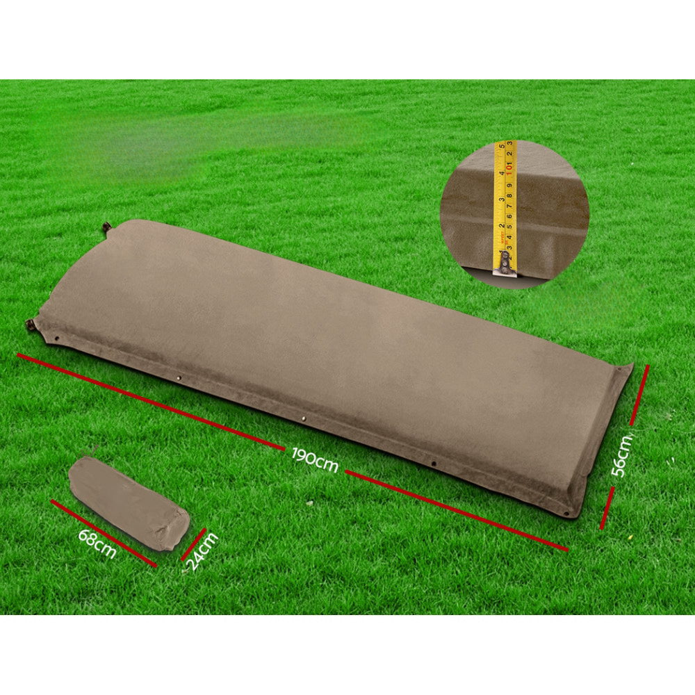 Camping Self Inflating Matress Joinable Single - Coffee