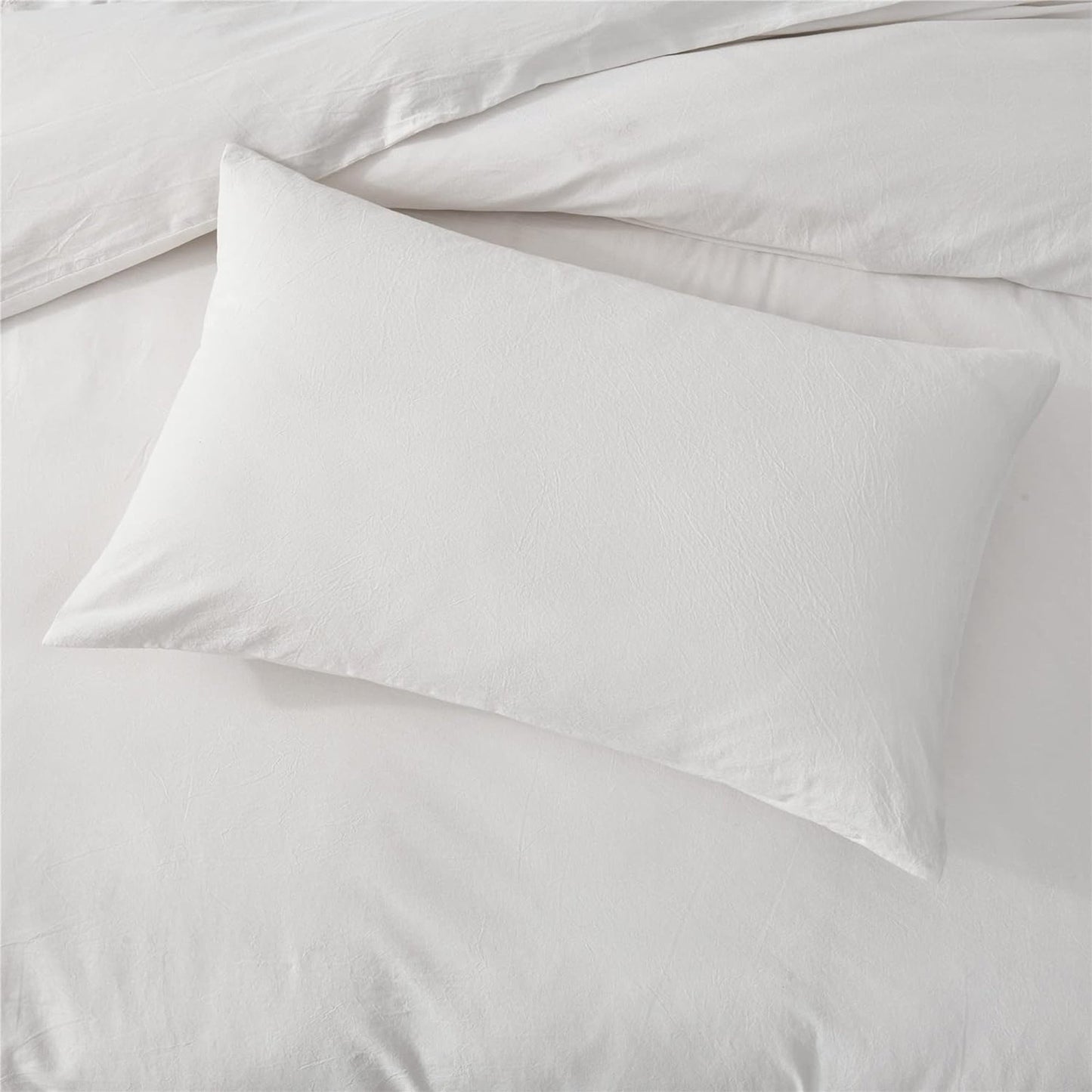 Ultra Soft 100% Washed Cloth Cotton Quilt Cover Set - White