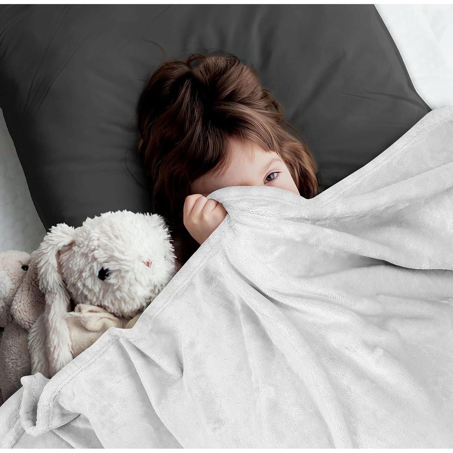 300GSM Microfibre Anti-Static Fuzzy Soft Fleece Blanket - White