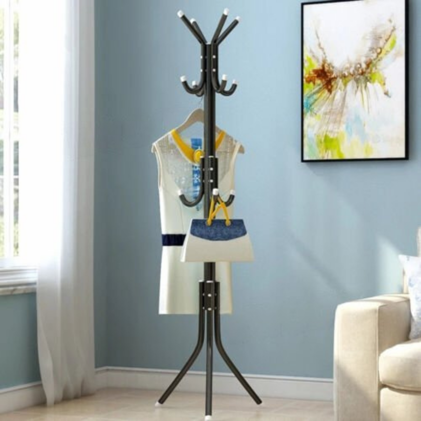Metal Tree Style 12 Hook Cloth Hanger Stand Hat Clothes Rack