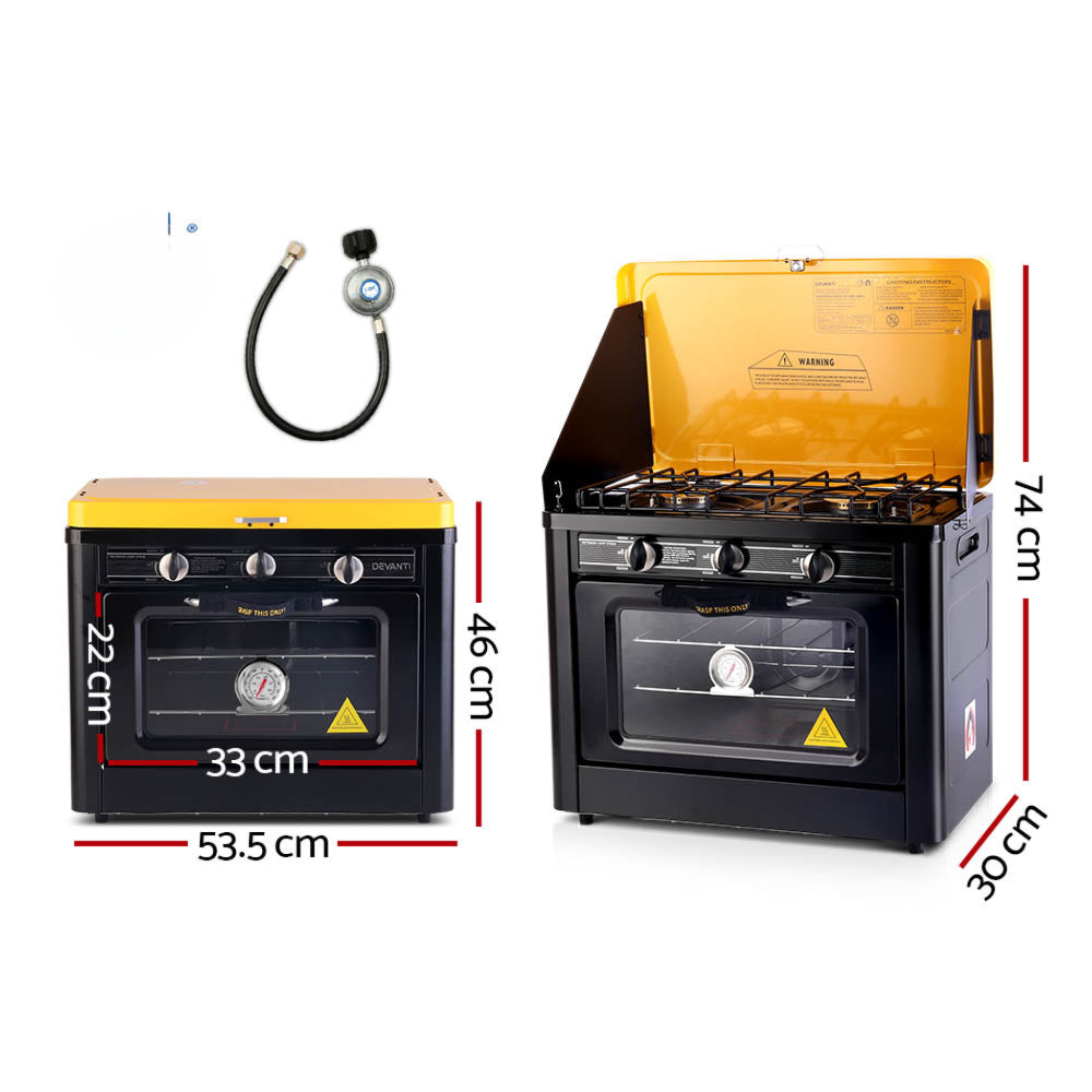 3 Burner Portable Oven - Black & Yellow