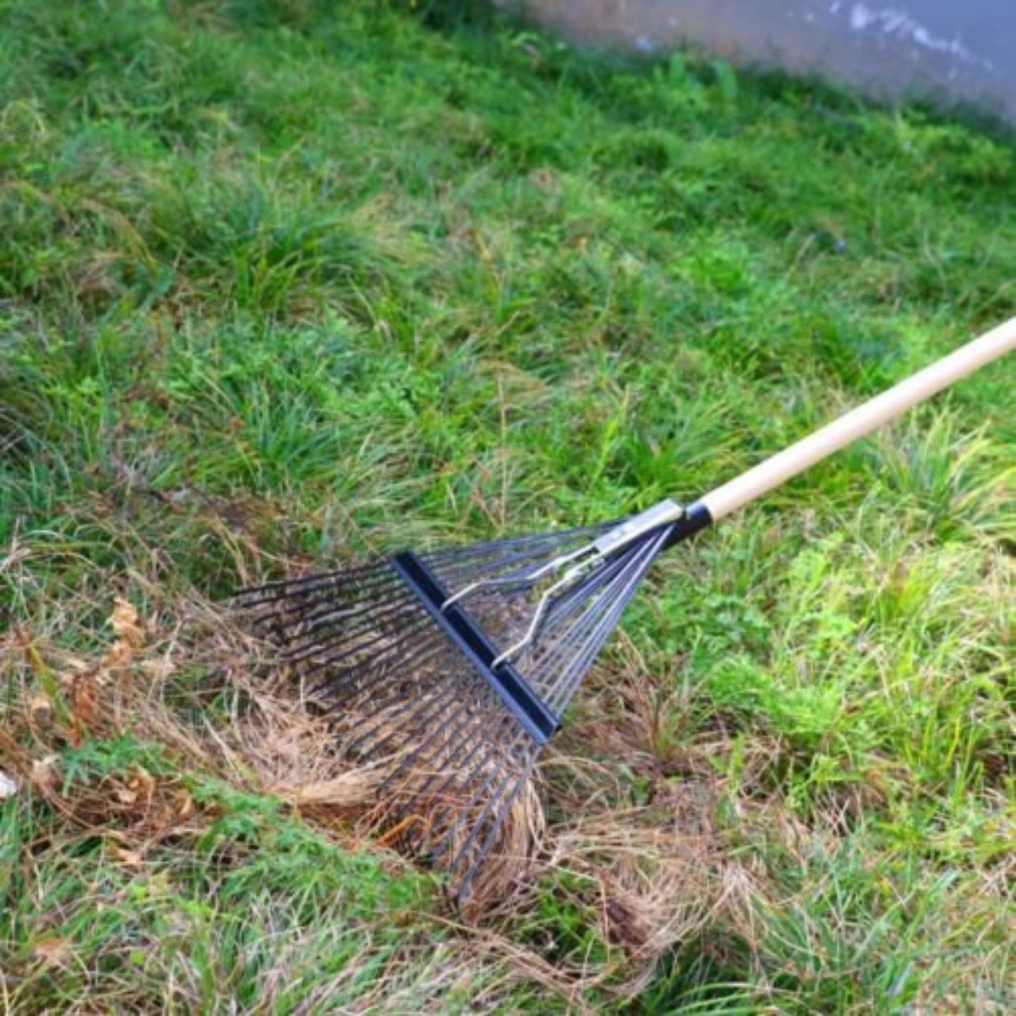 Outdoor Garden Metal Leaf Rake 24 Teeth Lawn Grass Cleaning Tool