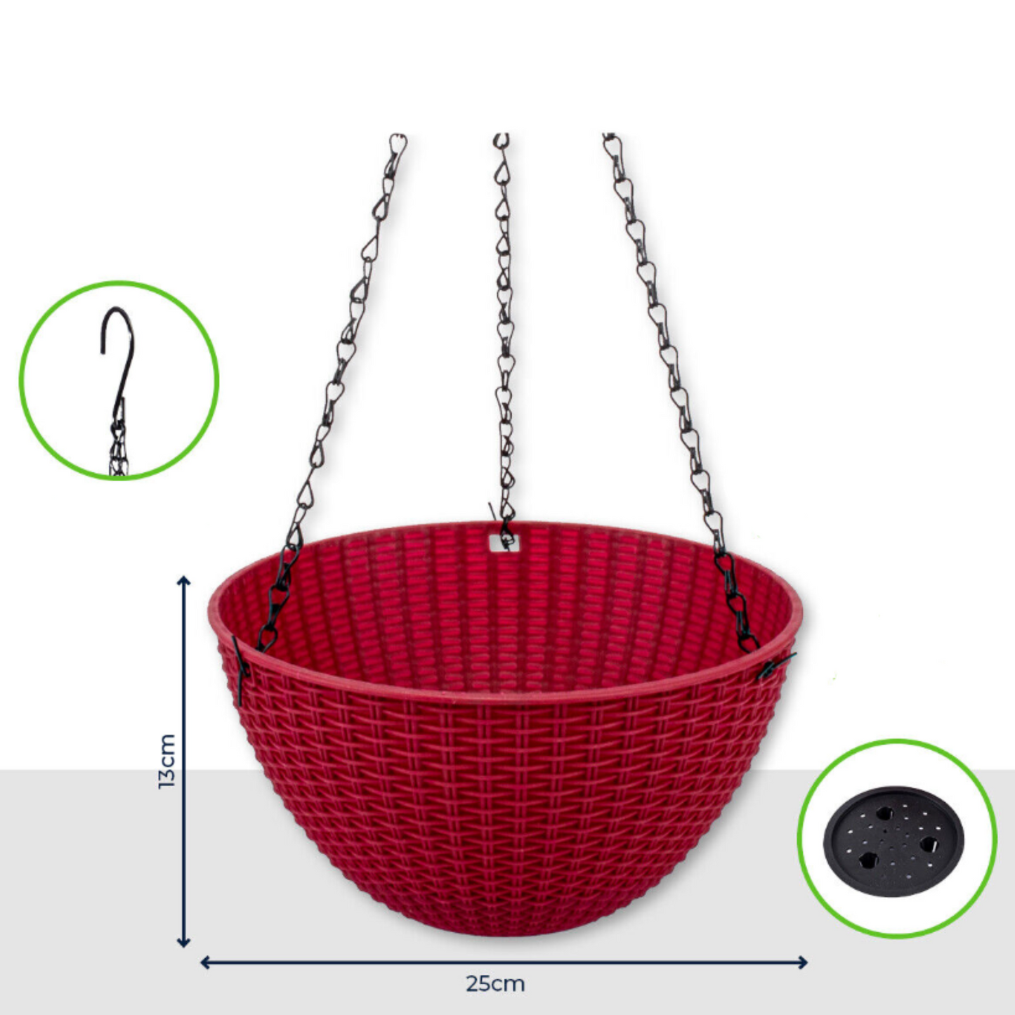 2pcs Stylish Unique Garden Hanging Planters Various Colours 13 x 25 cm