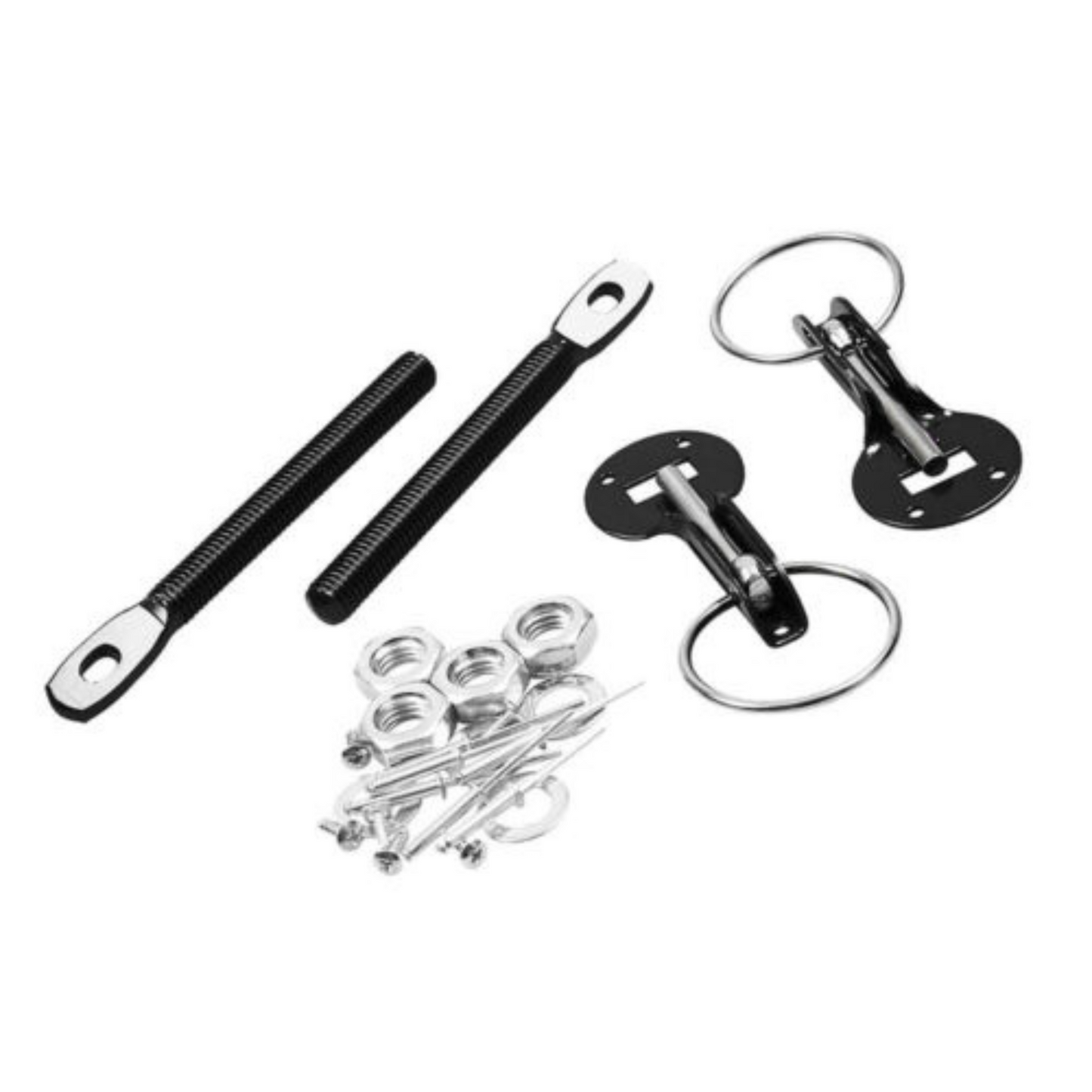 Quick Latch Car Bonnet Hood Lock Flush Mount Pin Key Locking Kit