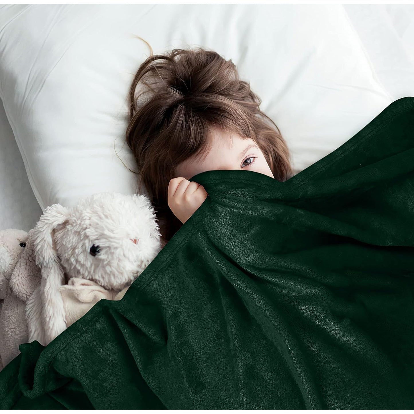 300GSM Microfibre Anti-Static Fuzzy Soft Fleece Blanket - Green