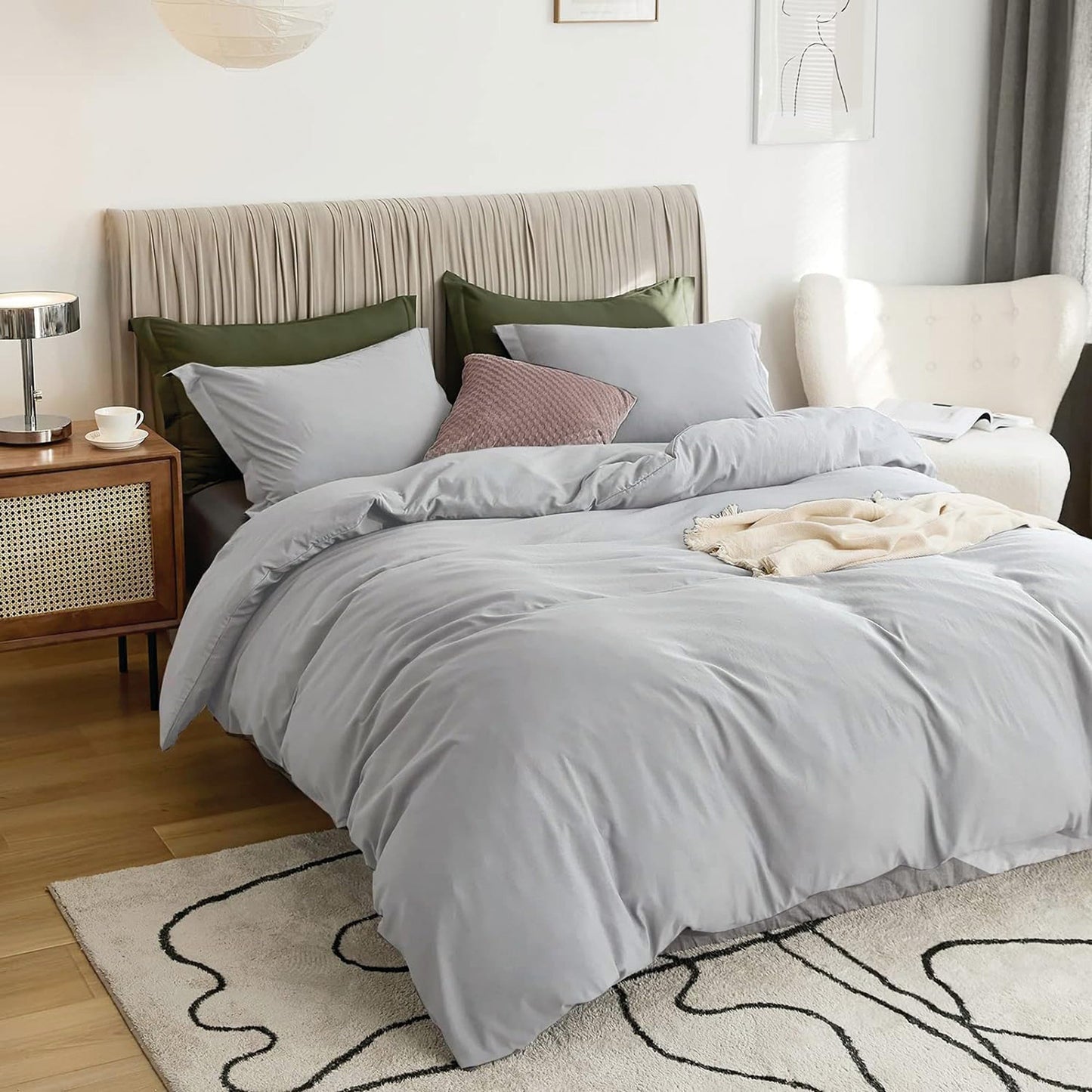 2000TC Ultra Soft Microfiber Zipper Closure Quilt Cover Set - Silver Grey