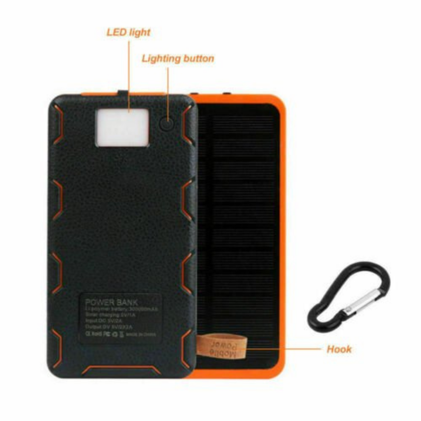 300000mAh Dual USB Portable Solar Charger External Battery Power Bank Waterproof