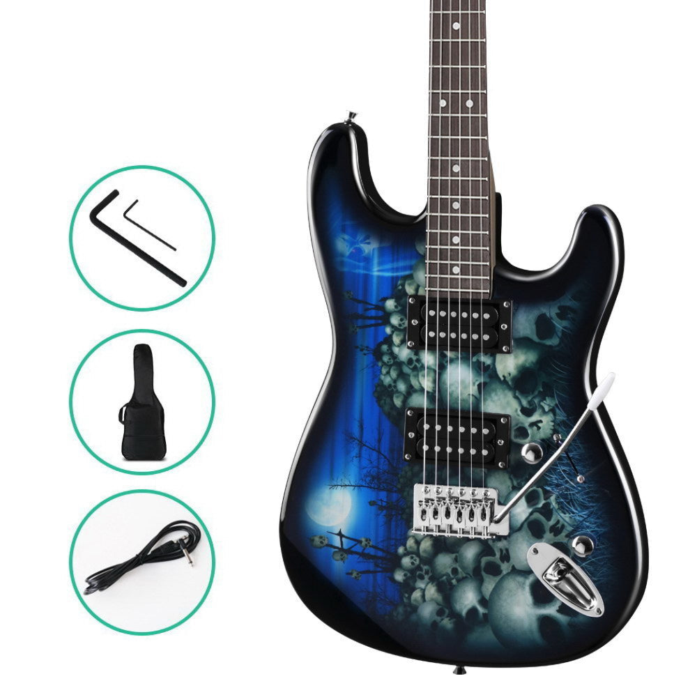Electric Guitar Music String Instrument Rock Blue Carry Bag Steel String