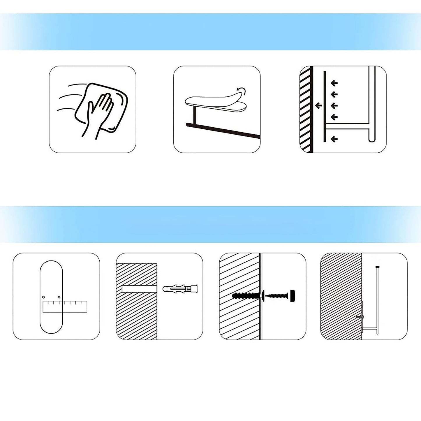 Stainless Steel Paper Tower Holder Self Adhesive or Drilling 13.4 Inch - Black