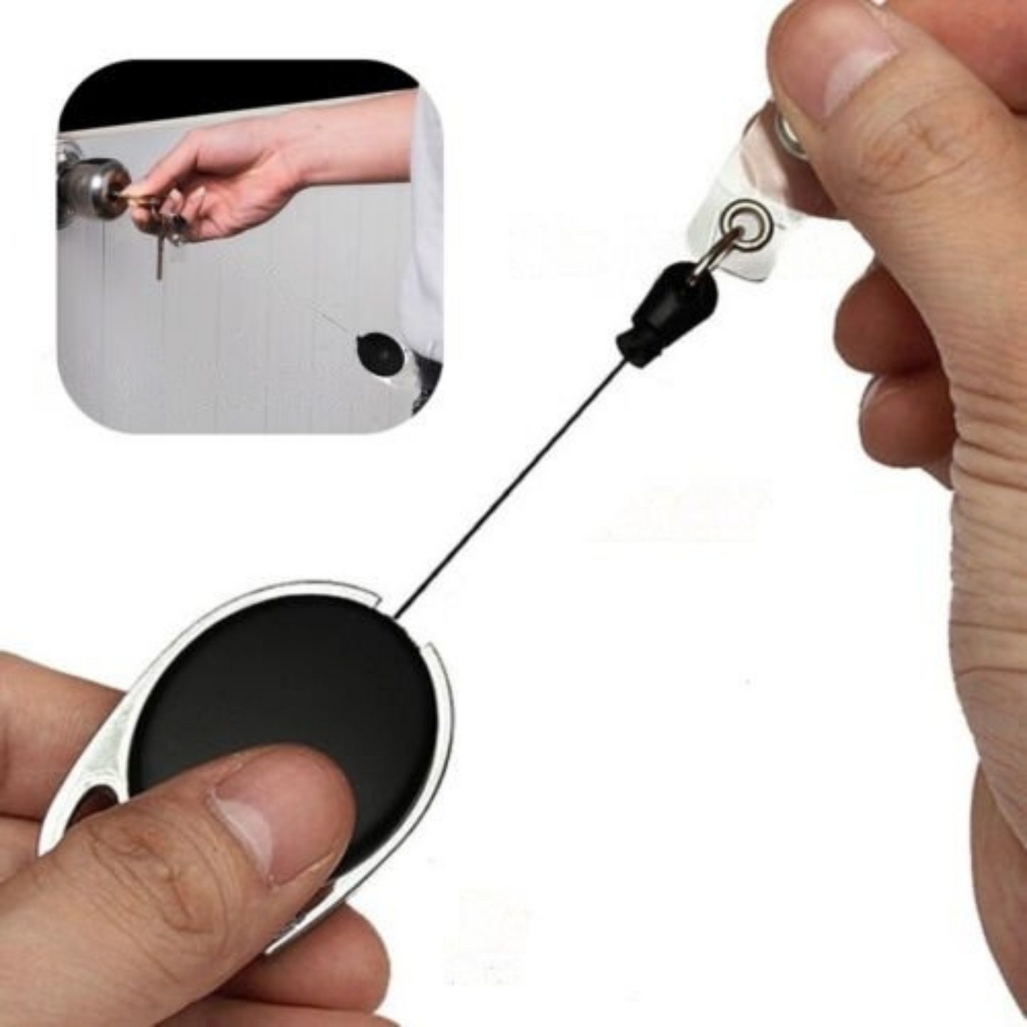 Retractable Lanyard ID Card Holder Business Badges Security Pass with Key Ring
